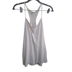 Old Navy Racerbank Tank Top XL Cream Button Front Vintage Y2K